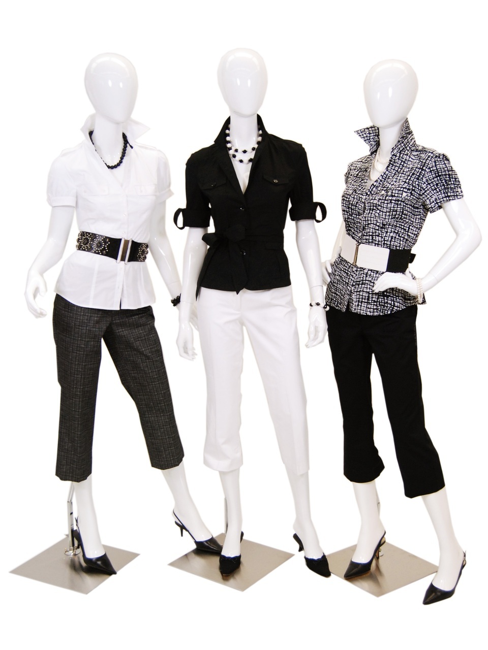 3 Gloss White Abstract Egg Head Mannequins